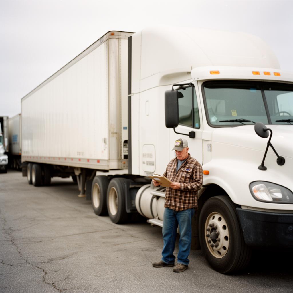Owner-operator standing in front of his truck, comparing National Funding and BizBee Funding for equipment financing.