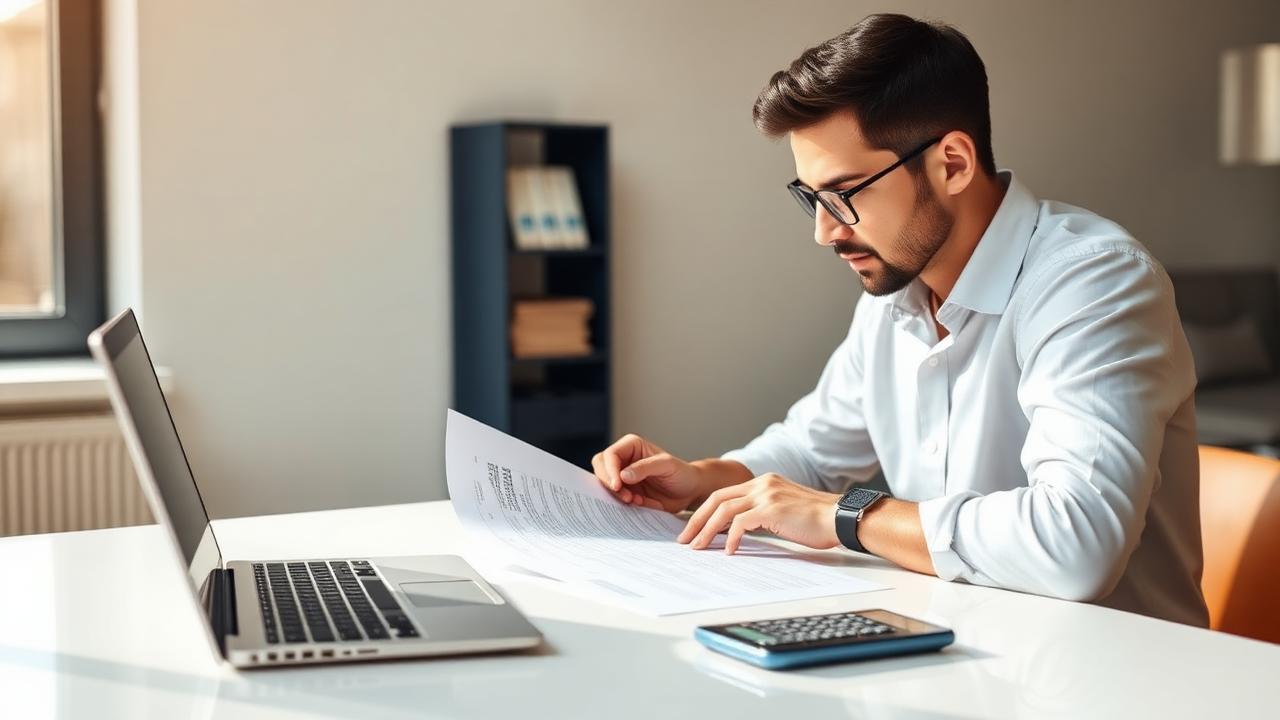 Owner reviewing line items on a business loan agreement